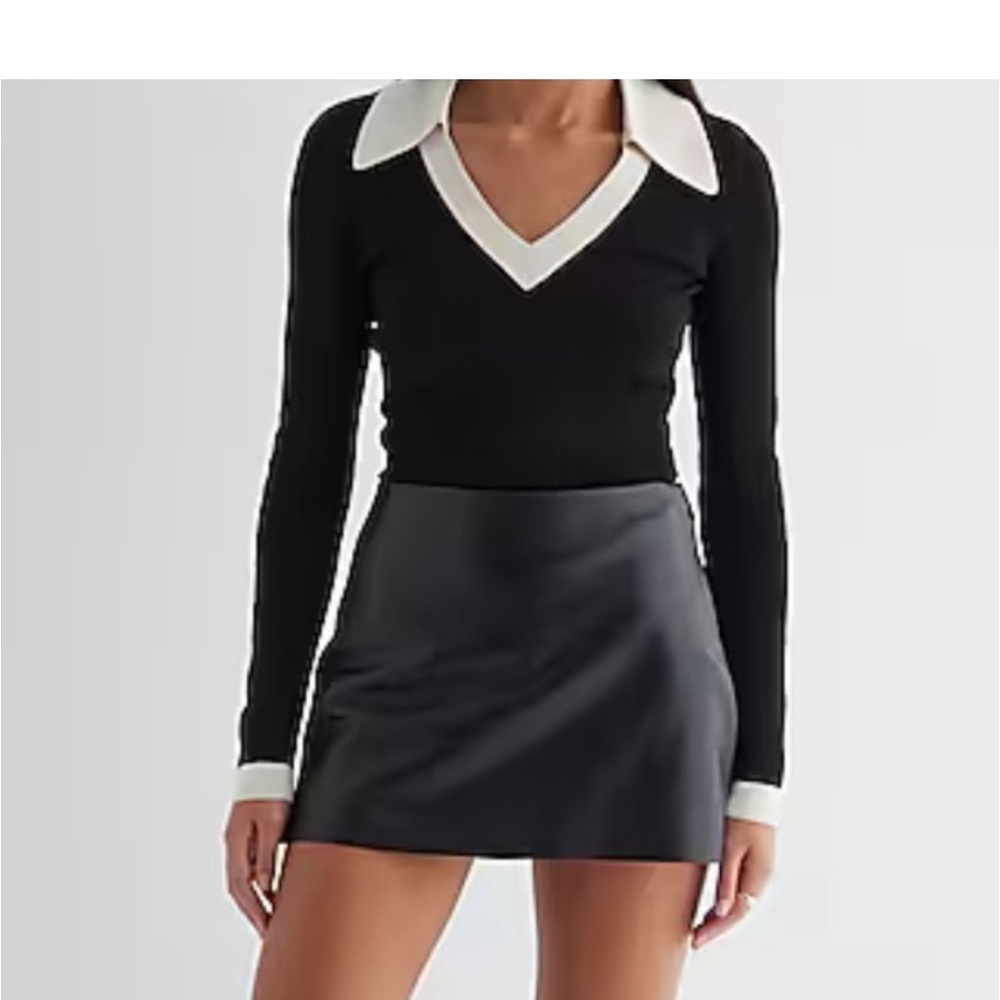 Express Blsck and White Constrast Polo V Neck Sweater- Never worn